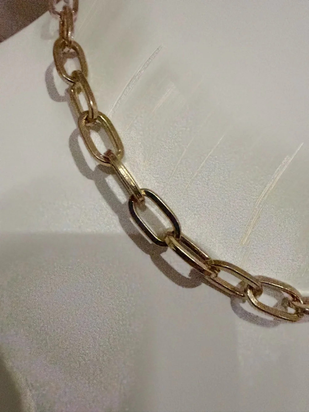Set of 2 Separate Gold Tone Paperclip Chain Necklaces